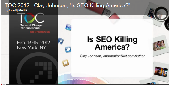 На прошлой неделе на конференции «Инструменты перемен» Клэй Джонсон, автор новой книги   Информационная диета   выступил с основным докладом под названием «   SEO убивает Америку   «