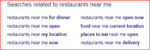 Это делает невероятно важным для ресторанов оптимизировать свои страницы с помощью географически определенных ключевых слов, которые будут получать более высокие оценки в поисковых системах, когда клиент в этом районе выполняет поиск